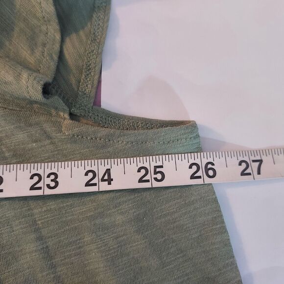 Ella Moss Shirt Top Size XXL Flowy Stretch Lace Trim Cap Sleeve Green Keyhole - Picture 11 of 13